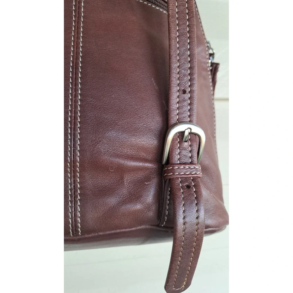 Tignanello Women's Leather Brown Small Backpack Adjustable Straps Zipped Pockets